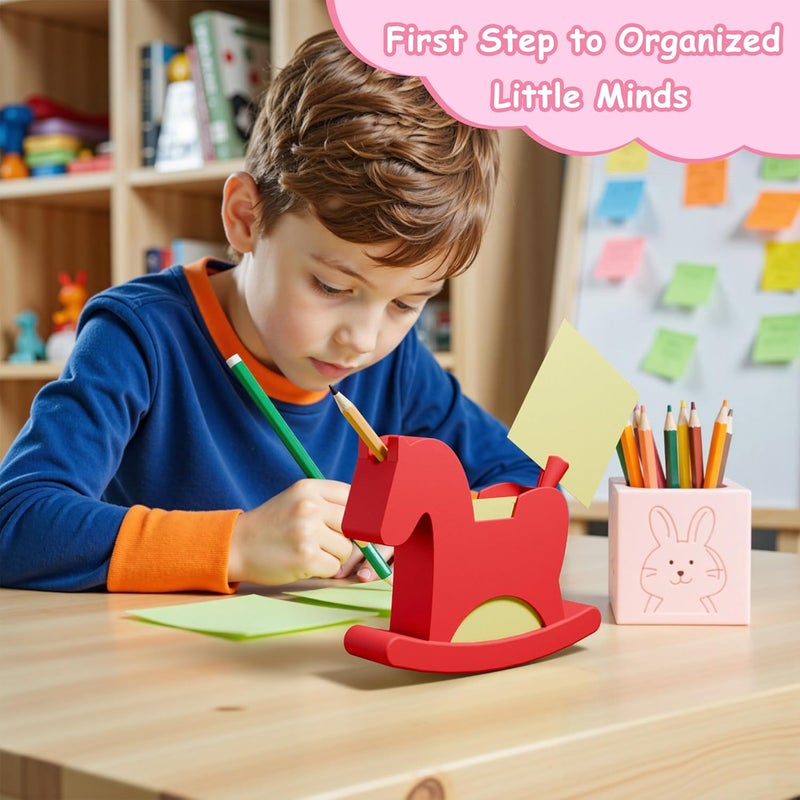 Li & Zhao Li&Zhao Wobble Horse Sticky Note Holder Silicone Label Holder Stand, 2026 Year of the Horse Good Luck Stable Rocking Horse Design for Tabletop Organizer, Office Desk Accessory, Home Decoration(Red) - Image 2